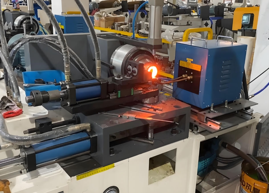 Radio frequency heating hydraulic copper tube end capping machine